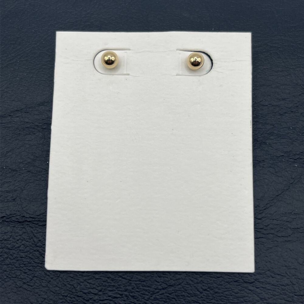 14K Yellow Gold 4.8mm Polished Ball Stud Earrings Dainty Classic Minimalist - Picture 4 of 10